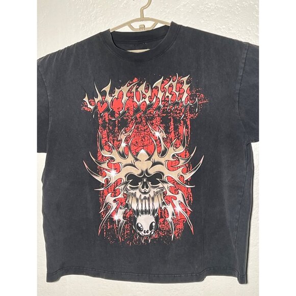 Vintage Vitriol Graphic Tee Skull & Flames Design Black Red Unisex X-Large - Picture 4 of 10
